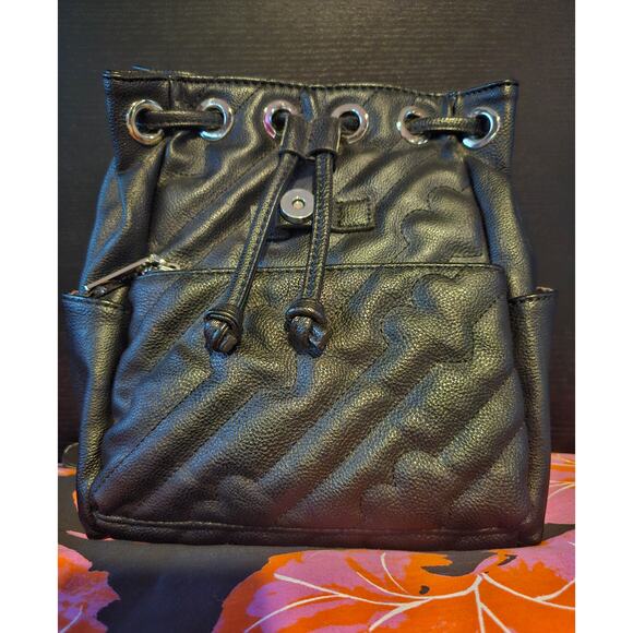Betsey Johnson black faux leather mini backpack with heart stitching - Picture 4 of 13